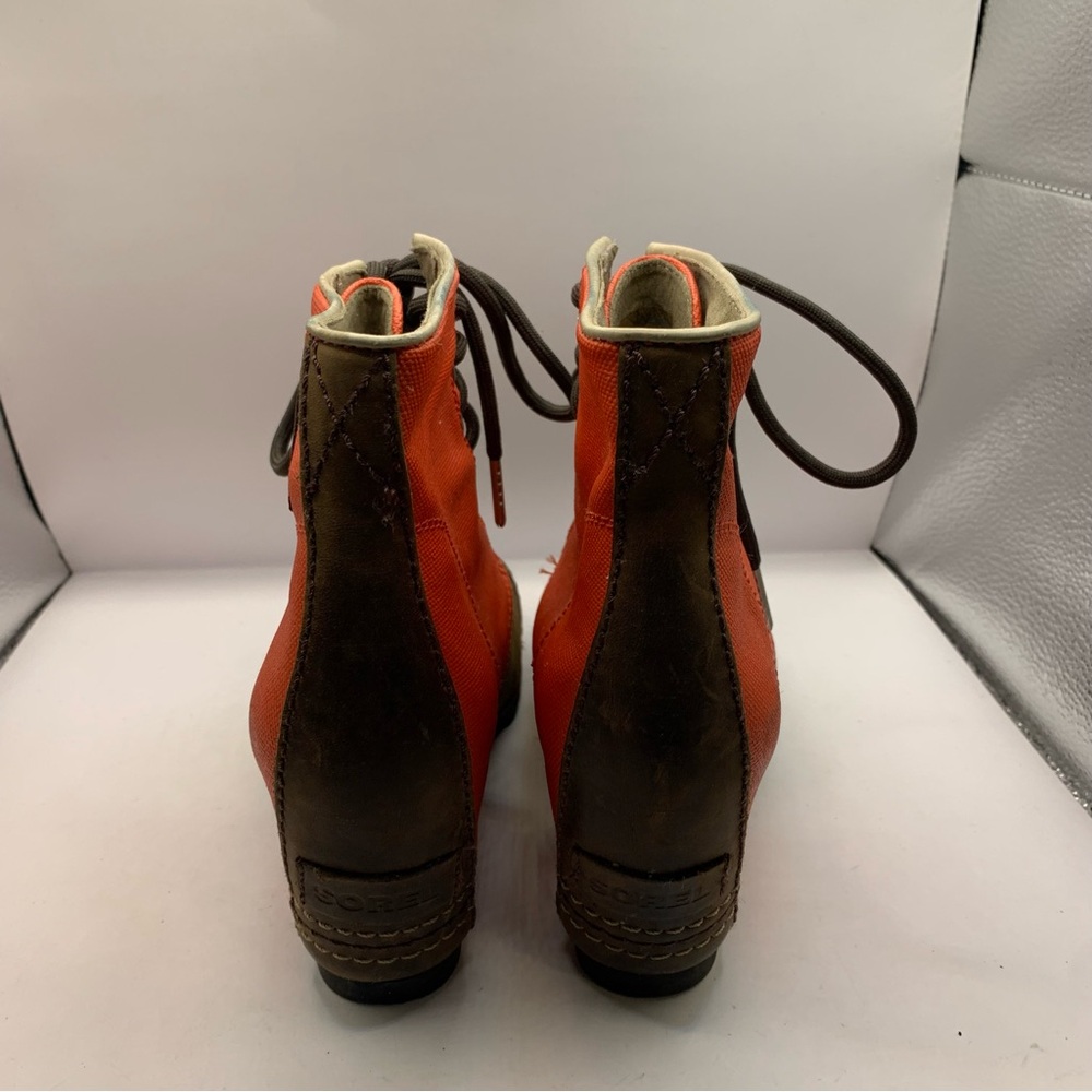 Sorel PDX Bonfire Orange Wedge Ankle Boots Booties Size 6 - Picture 5 of 8